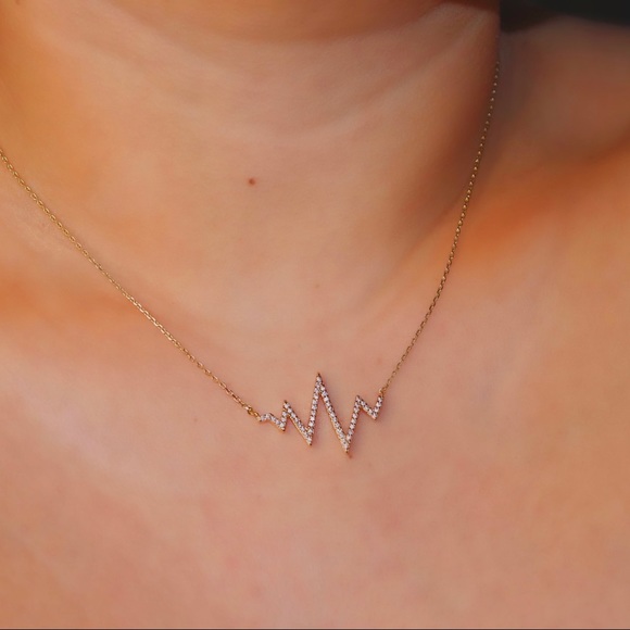 Zig Zag Heartbeat Necklace - Picture 2 of 2